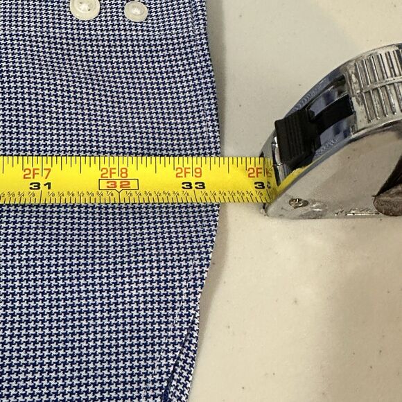 Jos A Bank Reserve Shirt Men's 17.5/35 Tailored Fit Blue Houndstooth Button Up - Picture 10 of 11